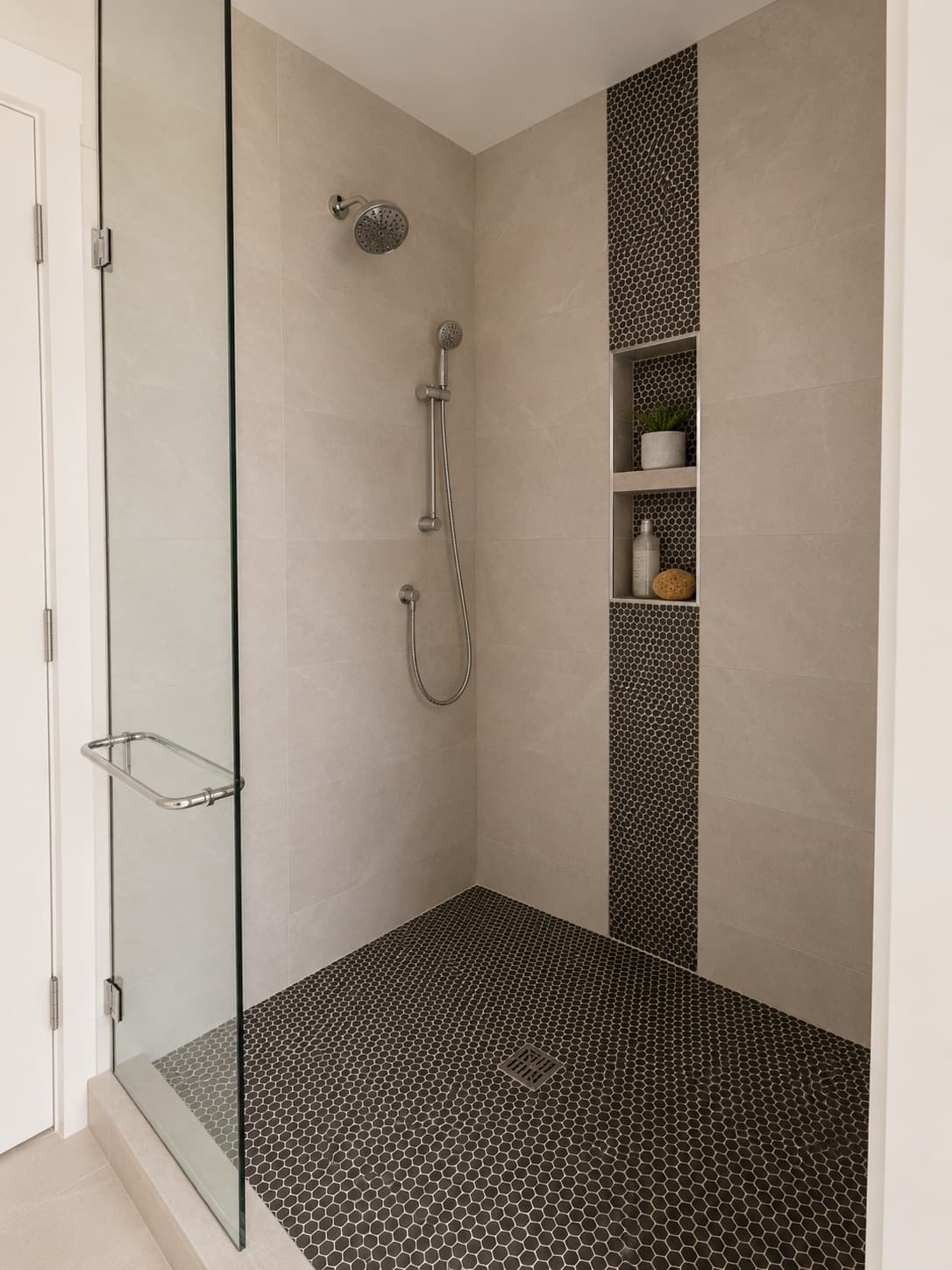 Primary bathroom shower at 16 Indigo Lane